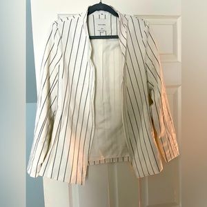 Gentle Fawn Ivory Pinstripe Rayon Blend Open Blazer